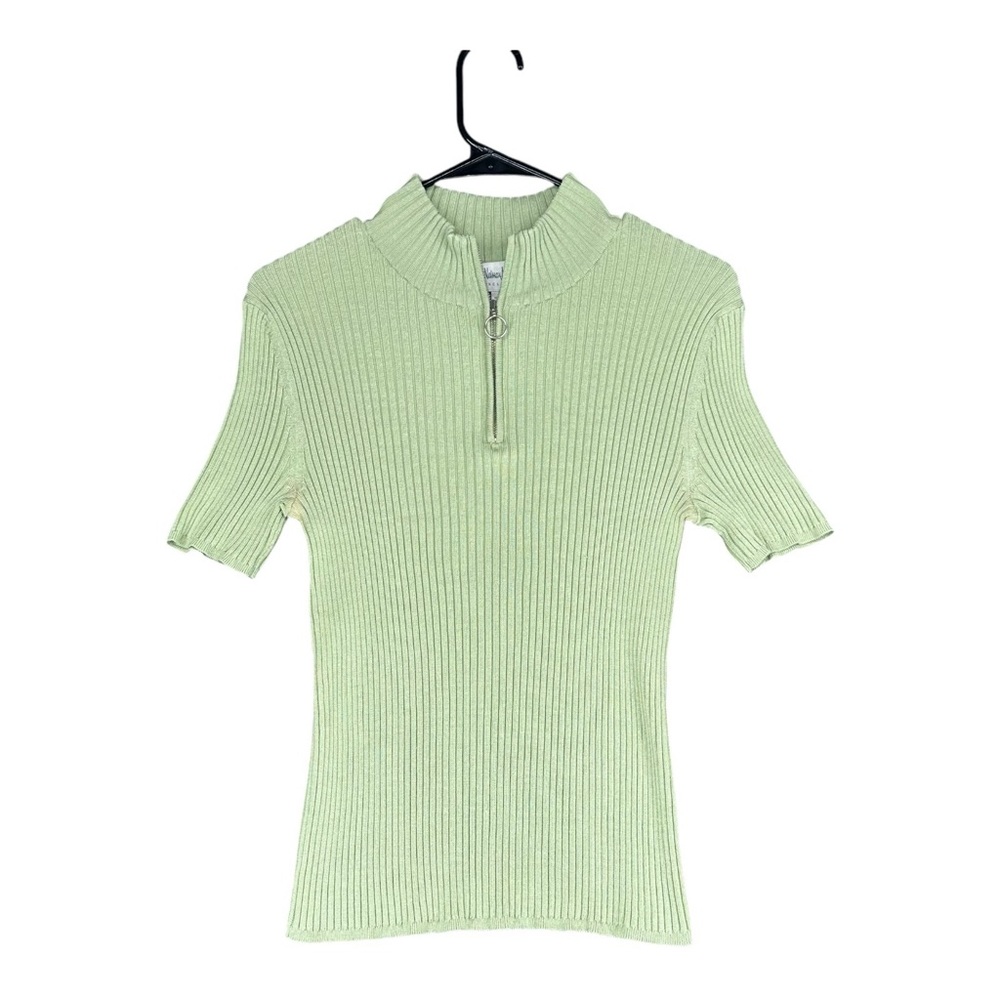 Neiman Marcus Exclusive Women’s L Large Green Silk Blend SS Sweater Retro Casual